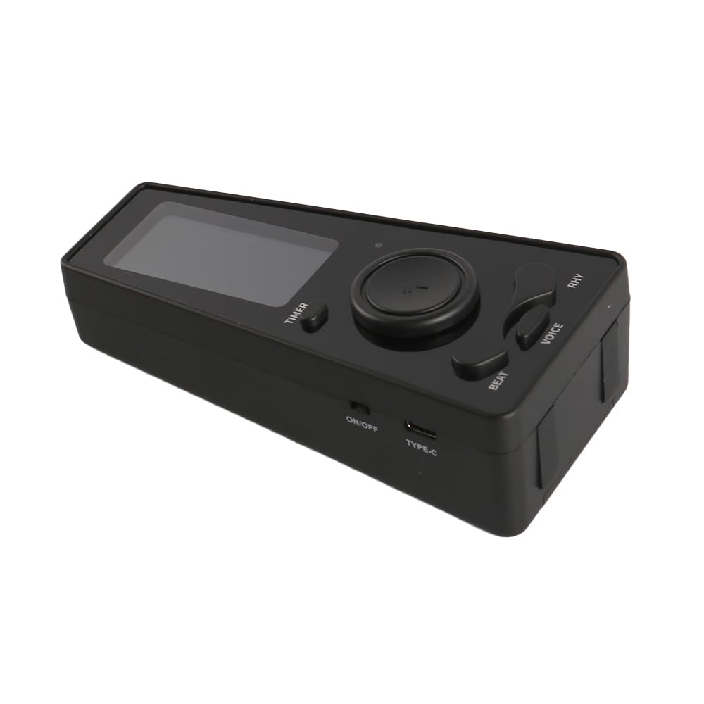 Metronomo Digitale con Controllo del Volume, manopola del Tempo e Timer, metronomo elettronico con battiti vocali per Pianoforte, Violino, Chitarra, Ukulele e Batteria (Nero)
