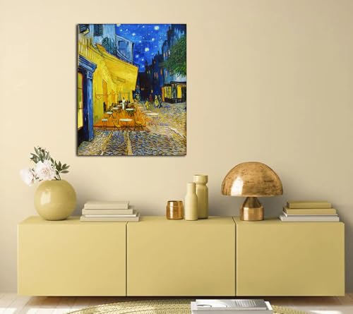 Image of Sikhash Vincent van Gogh Canvas Paintings | Cafe Terrace at Night Post-Impressionist Art | Famous Artist Collection for Home | 23x19 Inches Unframed