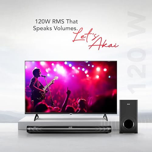 Image of AKAI Soundbar 120W RMS with Remote - 1 Year Warranty | 2.1 Channel Bar with 5.25 inch Sub-Woofer | 3D Sound Effect, LED Display, HDMI ARC,EQ Modes | Supports TV & Smartphone (SigmaX-120 Pro)