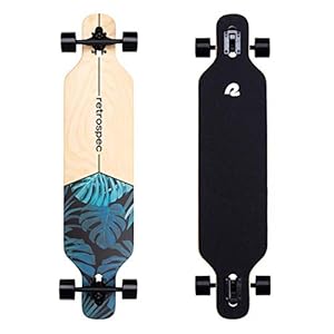 Retrospec Rift Drop-Through Longboard Skateboard Complete Canadian Maple Wood Cruiser w/Drop-Through Trucks for Commuting, Cruising, Carving & Downhill Riding