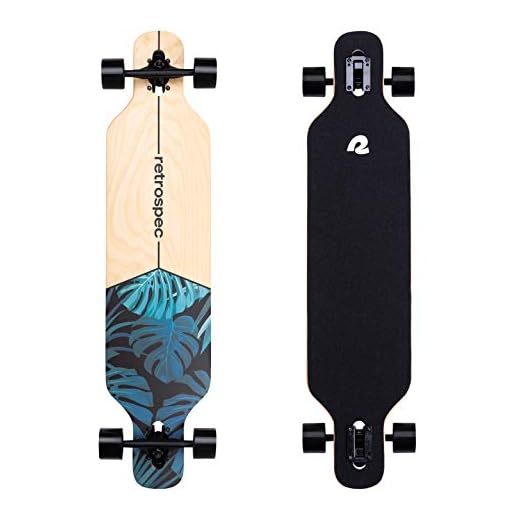 Retrospec Rift Drop-Through Longboard Skateboard Complete | Canadian Maple Wood Cruiser w/Drop-Through Trucks for Commuting, Cruising, Carving & Downhill Riding