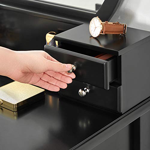 Vasagle Vanity Set Dressing Table With Mirror, 10 Light Bulbs, Stool 5 Drawers, 27.6 X 15.7 X 52.8 Inches, Black #TOP4