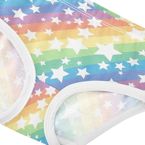 Fun Print Toddler Underwear Floral 2t Cotton Panties for Girl Rainbow Stripes White Stars Briefs Undies Kids4