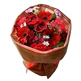 花由 そのまま飾れる 花束 生花 (そのままブーケ/チェリー レッド) アレジメント プレゼント お祝い 記念日 誕生日 フラワーギフト 直径23cm