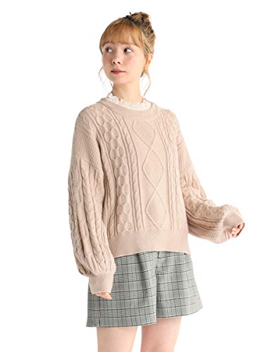 トップス セーター ニット レディース 長袖 リボン かわいい 冬 Honeys ハニーズ 後リボンプルオーバー【WEB限定LLサイズ有】 616031081959 ベージュ Ｌ