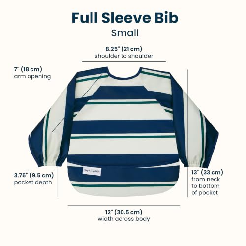 Image of Tiny Twinkle Long Sleeve Bib for Babies & Toddlers | Waterproof Smock Bib for Eating | Machine Washable & Mess-Proof Feeding Essentials | Newborn Shower Gift (Rugby Stripes, 6-24M)