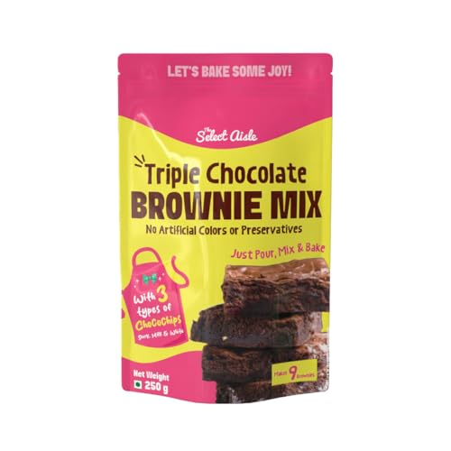 Image of The Select Aisle Triple Chocolate Brownie Mix | Fudgy & Rich Brownies | Easy Bake Ready Mix | Loaded with Triple Chocolate Chips | Bake at Home Instant Brownie Mix 250GM