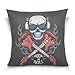Rock Roll Musica Calavera Fundas de Cojín Funda de Sofá Cojines Almohada Navideñas Lino de Algodón Decoración para Hogar Oficina 1 Pieza