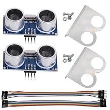 2PCS HC-SR04 Ultrasonic Sensor Module Ultrasonic ranging Module with 2PCS Housing Mounting Bracket + 10P Female to Female and 10P Male to Female Jumper Cable for Arduino