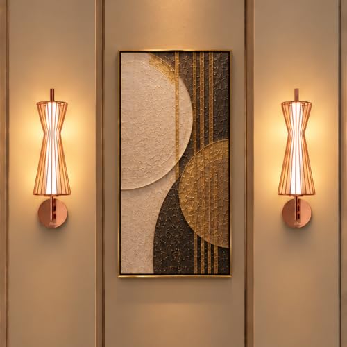 Image of Murphy Cage Line 12W Wall Lamp Pack of 2 | 3-in-1 Color Changing LED (Cool White /Warm White /Natural White) with 2-Year Warranty | Premium Rose Gold Finish Decorative Light