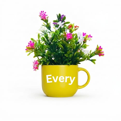 Image of Dekorly Wall Hanging Mug Planters with Artificial Flowers (20CM) - Decorative Hanging Cups, Colorful Floral Wall Decor for Living Room Bedroom Balcony Office Gift Set (3, Stronger Every Day)