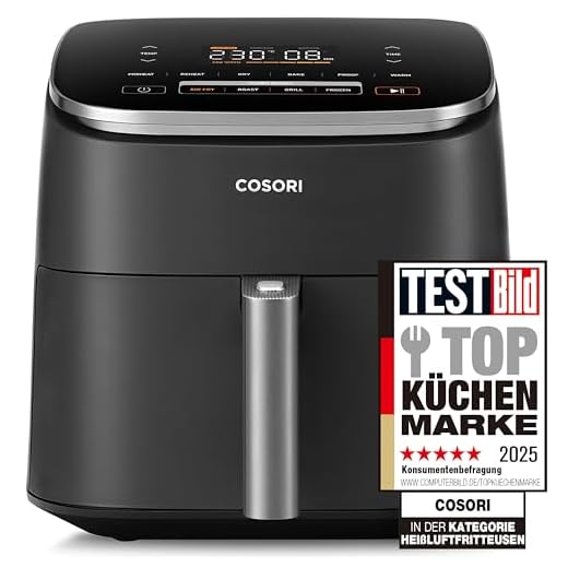 Cosori TurboBlaze Airfryer, 9-in-1 Air Fryer XXL 6L, quiet DC motor with 5 fan speeds, Roast, Grill, Bake, Proof, Dehydrate, Frozen, 87 recipes, 64% energy saving, 95% less oil, even&crispy results