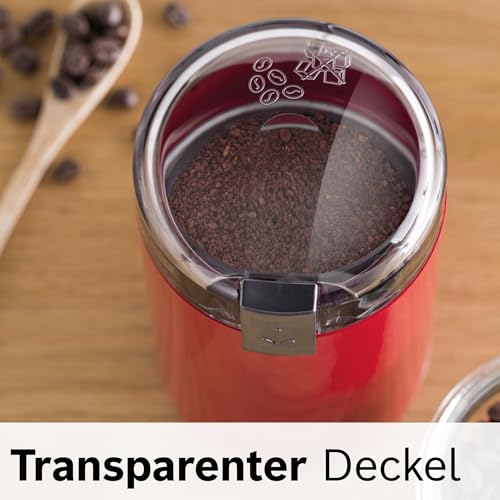 Bosch Kaffeemühle TSM6A014R, Edelstahl-Schlagmesser, Sicherheitsfunktion, 180 W, 75g Bohnenbehälter, elektrisch, rot