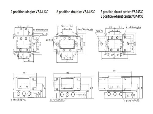 Distributeur VSA4130-04-N pneumatique à commande mécanique pour vérin double effet