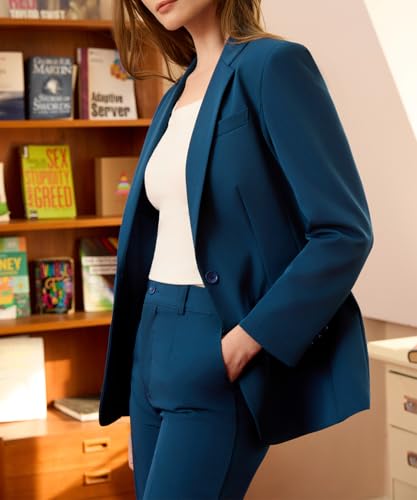 2 Piece Formal Suit for Women Slim Fit Professional Suiting Casual Business Office Outfit Blazer Pants Suit Set4