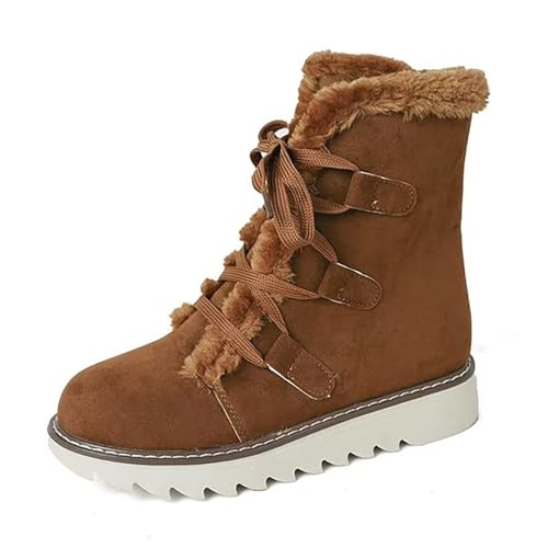Bottes d'hiver pour femme unies à lacets et doublure polaire