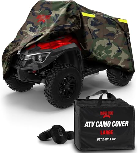 Badass Moto Camo ATV Covers Waterproof Outdoor Heavy Duty, Rip-Resistant, Night-Reflective Quad Cover w/Advanced Waterproofing, Easy-Access Zipper and Vents Four Wheeler Accessories - Camo Large 95