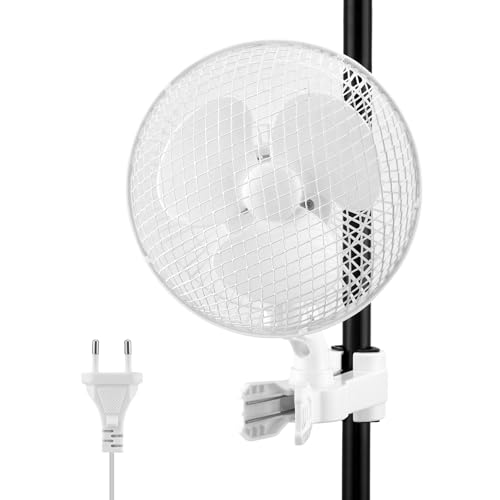 Hoyiyobi Grow Ventilator mit Clip, 20W Clip Ventilator Oszillierender mit 2 Geschwindigkeitsstufen, 2200 U/min, 1,5m Kabel, 20cm Durchmesser, Umluft...