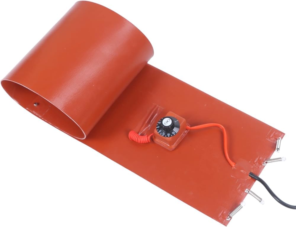 Metalowy grzejnik bębnowy 800 W, silikonowy grzejnik taśmowy 20 l z regulowanym termostatem 30-150°C, wytrzymały grzejnik bębnowy olejowy do szybkiego i wydajnego podgrzewania bębnów, wiader i rur