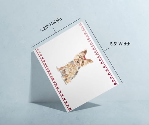 Image of Twigs Paper - Yorkshire Terrier Dog Note Cards - Set of 12 Blank Cards (5.5 x 4.25 Inch) with 12 Envelopes - 100% EcoFriendly Stationery - Made In USA