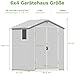 Devoko 6x4 Gartenhaus Kunststoff 4,7m³, 185x121x210 cm Gerätehaus mit Boden, Geräteschuppen, Fahrradschuppen mit Abschließbar Tür, Wetterfest für Garten Rasen, Hellgrau