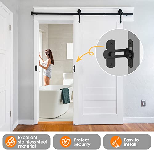90 Degree Flip Barn Door Lock Latches, Matte Black Stainless Steel Gate Latch Security Door Latch For Barn Door, Pet Door, Bathroom, Cabinet Closet, Window, Sliding Door Lock (2 Packs Matte Black) #TOP3