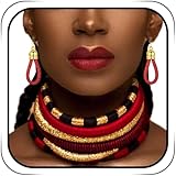 Barode Multilayer Rope Choker Necklace and Earring Set, Red Black Gold, Magnetic Clasp