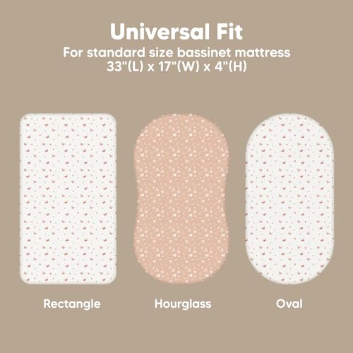 2-Pack Baby Bassinet Sheets Girl, Boy - 33x17 Viscose Derived from Bamboo Bedside Mattress Fitted Bassinet Sheets, Compatible with Halo Bassinest Swivel Sleeper, Baby Delight, Graco(Butterflies)