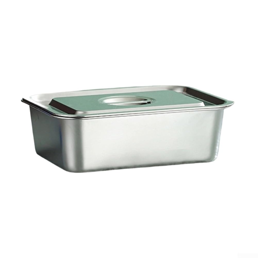 Padella per lasagne in acciaio inox sicura in forno con coperchio ermetico extra profondo per cucinare, conservare e trasportare pasti fino a 500 °C di temperatura (32 × 22 × 15 quadrati)