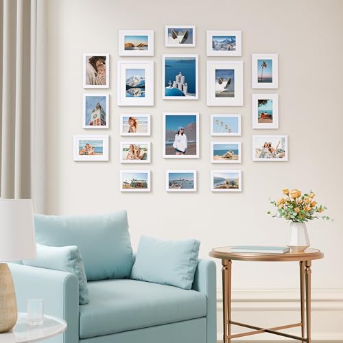Image of Vittanly 20 Pack Picture Frames Collage Wall Decor, Gallery Wall Frame Set with 4Pcs 8x10, 8Pcs 5x7 and 8Pcs 4x6 Photo Frames, Picture Frame Set for Wall Collage or Tabletop Display, White
