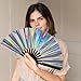 dmjuncong 1Pcs Large Folding Hand Rave Fan,Clack Handheld Fan,Holographic Laser Colors Hand Fan,for Festivals,Rainbow Outfits,Disco Party,Home Decoration and Cooling in Various Occasions.