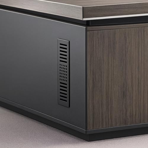 Image of Lakdi The Furniture Co Director & Executive Table L-Shape Office Table Luxury Desk with Locking Drawer, CPU Storage, Organized Wiring System - Dark Brown 5-Year Warranty & Free Assembly - LDL-603
