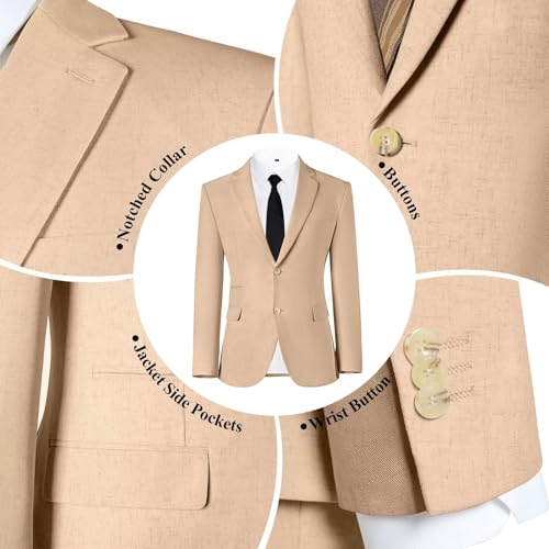 Mens Suits Linen Casual Blazer Lightweight Linen Sport Coat Two Button Men Suit Jacket for Wedding Prom Party3