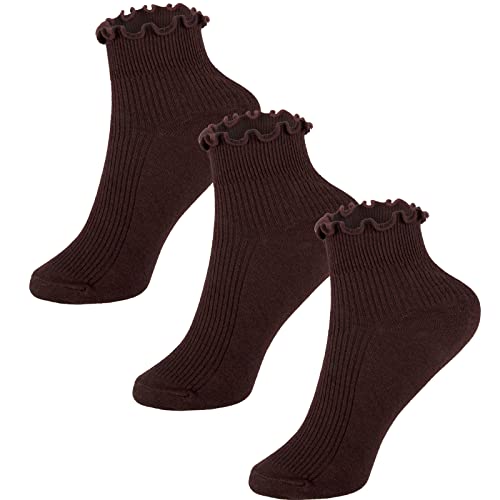Womens Ankle Casual Socks Lace Ruffle Low Cut Knit Cotton Lettuce Socks for Women Girls3
