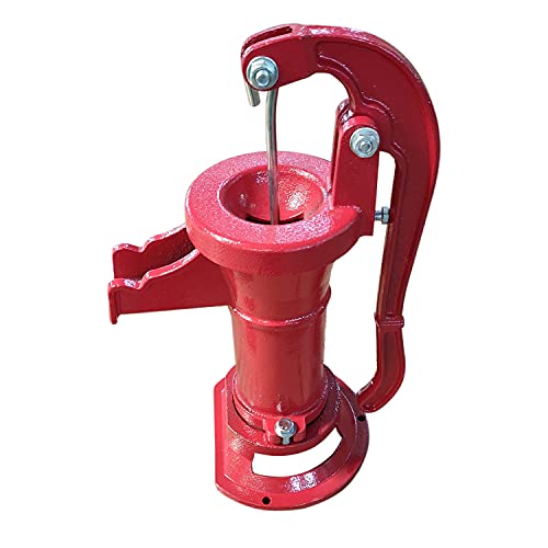 HFS(R) Manual Pitcher Pump 25 FT Max. Lift Red Cast Iron for Home, Yard, Garden, Farm, Pond