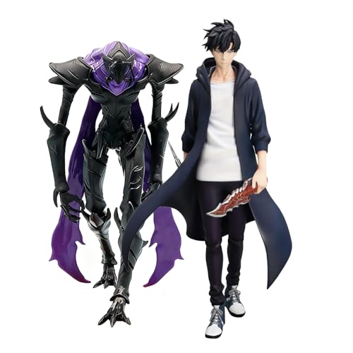 DEXSHUN Sung Jin Woo Figurine Anime Figures Sung Jin Woo/Igris/Beru Statue Modèle en PVC Figurine d'action Anime Décoration Pièce de collection Cadeau 20 cm