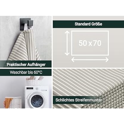 ZOLLNER 5er Set Geschirrtücher Baumwolle in 50x70 cm - saugstarke und strapazierfähige Küchentücher - waschbar bis 60°C – in Taupe weiß gestreift - Gastronomiequalität - Oeko Tex® Zertifiziert – Bild 5