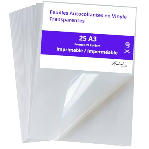 Vinyle adhésif imprimable A3 transparent haute résistance pour stickers et autocollants nets