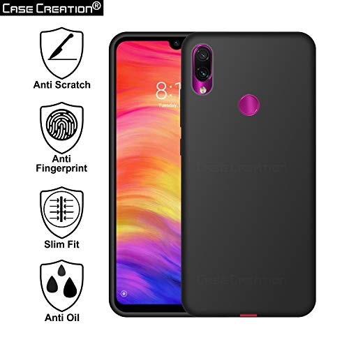 Image of Case Creation Luxurious OG Series for Xiaomi Redmi Note7 Case Cover,Anti-Dirty Slim Case Frosted Matte Cute Candy TPU Raised Bezel (Splash of Color) Back Cover for Redmi Note 7 -Black