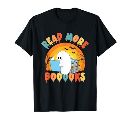 Read More Boooks | Cute Ghost Reading | Bookworm Halloween T-Shirt