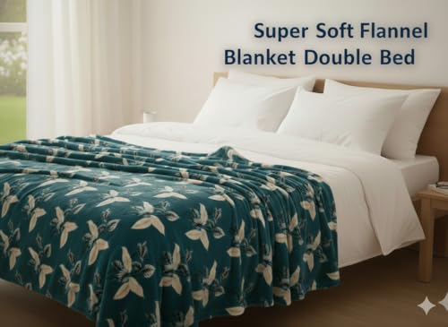 Image of Florida Printed Flannel Blanket, 290 GSM Ultra-Soft All-Season AC Blanket (Double, Green)