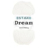 Estako Dream, 100% Microfiber Acrylic Yarn, Soft, Super Fino/Fingering Weight (1) for Crochet and Knitting 3.5 Oz (100g) / 382 Yrds (350m) (70171 - White)