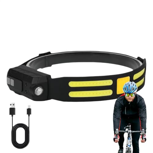 Gitekain Faros delanteros LED con sensor de movimiento, faros LED para exteriores, lámparas de cabeza recargables, luz frontal de alto rendimiento, linterna frontal con sensor de luz fuerte, lámpara