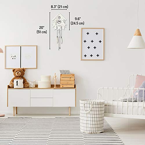 Polaris Clocks Clock with Decorations and Swinging Pendulum (White)