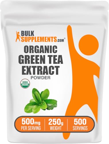 BulkSupplements.com Organic Green Tea Extract Powder - Organic Green Tea Powder, Polyphenols Supplement - Vegan & Gluten Free, 500mg per Serving, 250g (8.8 oz) (Pack of 1)