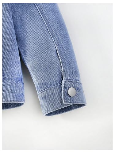 MakeMeChic Girl's Butterfly Denim Jacket Button Up Collared Long Sleeve Cute Jean Coat4
