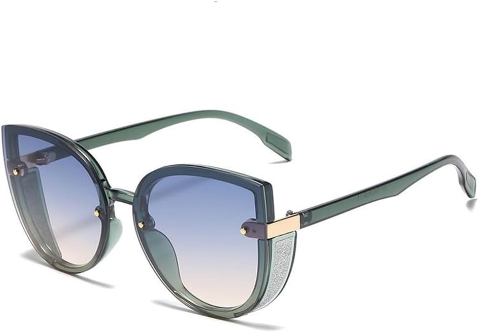 LVTFCO Fashion Retro Women's Cat Eye Sunglasses Personalized Gradient Metal Eyeglass Frame Glasses