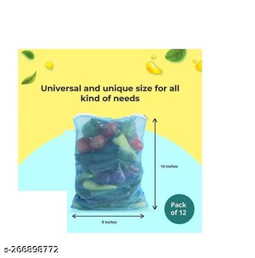 12 Reusable Washable Zip Lock Storage Bags Perfect for Fruits Vegetable Snacks Storage for Travel Fridge (Pack of 12) Pack of 12 Grocery Bags (Multicolor).12pcs Fruit Beg-12P_KP133 2