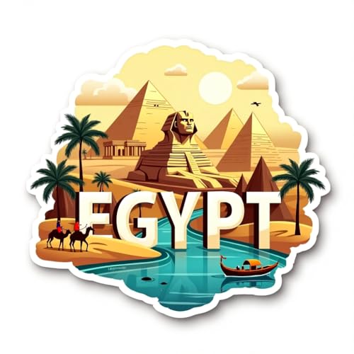 Image of Naxon Egypt Country Pyramids Theme Souvenir Wooden Fridge Magnet | Pyramid, Sphinx & Ancient Egypt Design 3x3 Inch Refrigerator Magnet for Kitchen & Home Decor | Travel Gift from Egypt | Pack of 1