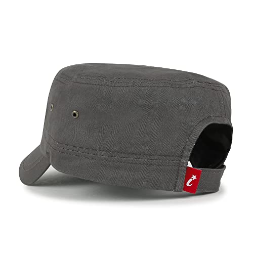 Image of ililily Crystal Gemstone Stud Flower Vintage Cotton Military Army Hat Cadet Cap